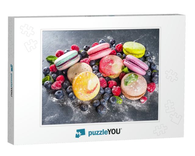 Colorful French Macaron Dessert. Set of Various Different... Jigsaw Puzzle