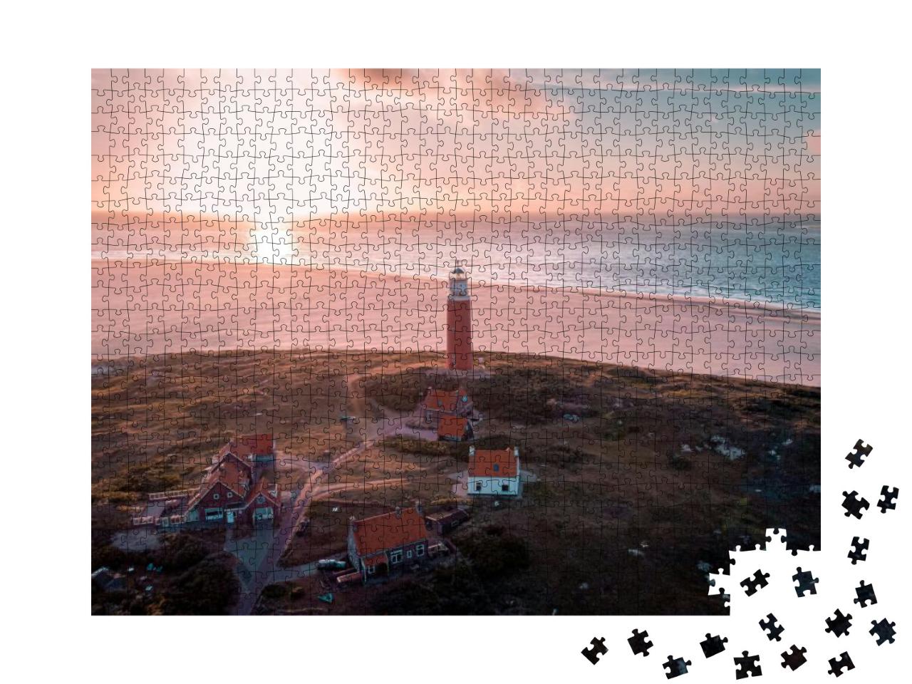 Texel Lighthouse During Sunset Netherlands Dutch Island T... Jigsaw Puzzle with 1000 pieces