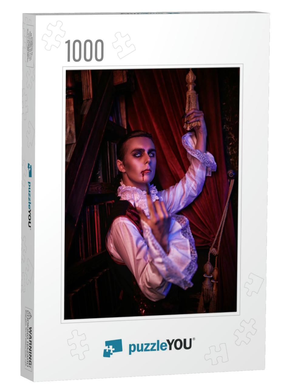 Portrait of a Handsome Arrogant Vampire Aristocrat Beckon... Jigsaw Puzzle with 1000 pieces