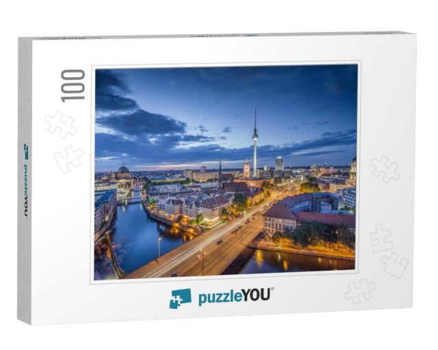 Aerial View of Berlin Skyline with Famous Tv Tower & Spre... Jigsaw Puzzle with 100 pieces