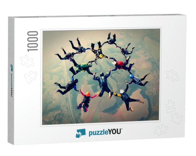 Skydivers Team Work Photo Effect... Jigsaw Puzzle with 1000 pieces