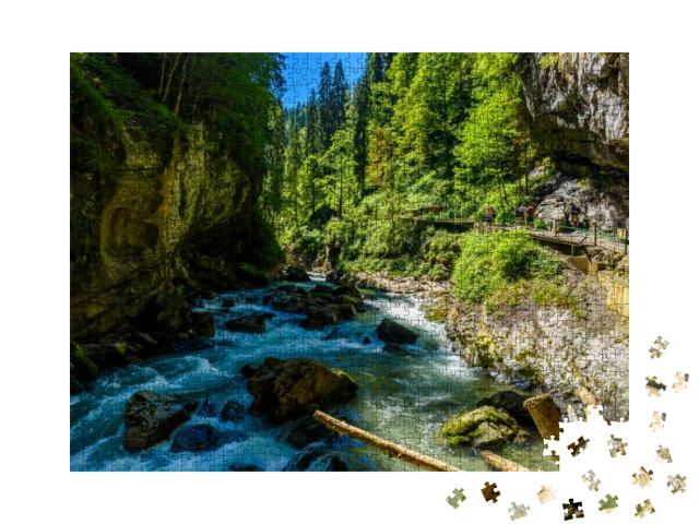 Breitachklamm - Gorge with River in South of Germany... Jigsaw Puzzle with 1000 pieces
