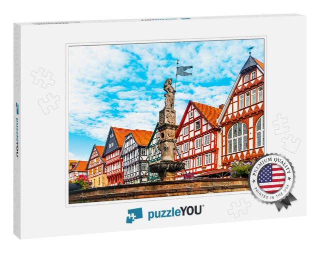 Roland Fountain on the Marketplace of Fritzlar, Kassel Re... Jigsaw Puzzle