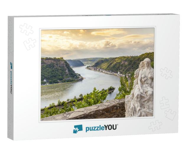 Loreley Figure & Rhine Valley Landscape Pop View Sankt Go... Jigsaw Puzzle