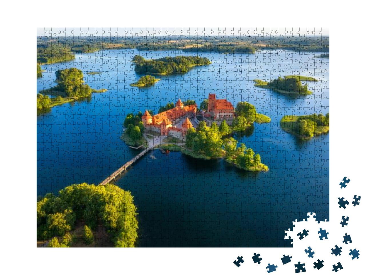 Trakai Castle in Lithuania Aerial View. Green Islands in... Jigsaw Puzzle with 1000 pieces