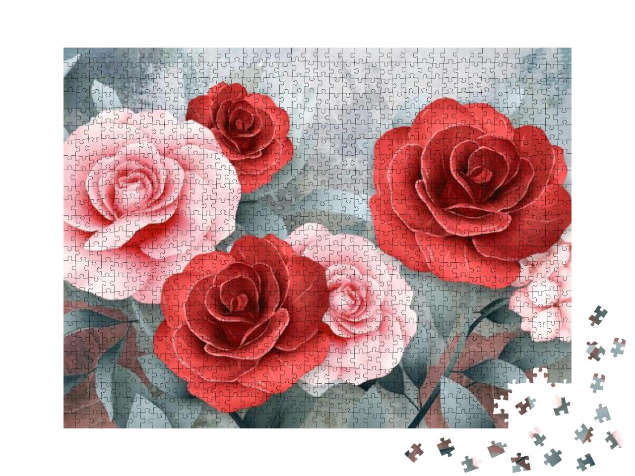 3D Illustration Modern Floral Background. Luxurious Abstr... Jigsaw Puzzle with 1000 pieces