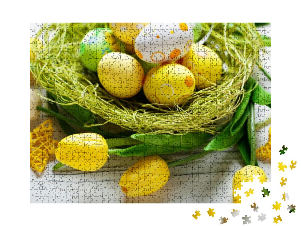 Happy Easter. Congratulatory Easter Background. Easter Eg... Jigsaw Puzzle with 1000 pieces