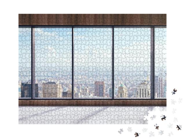 Modern Empty Office Interior with Panoramic City View & S... Jigsaw Puzzle with 1000 pieces