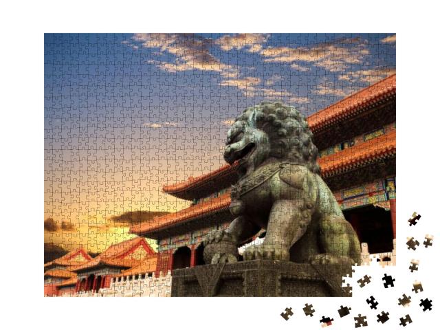 The Forbidden City with Sunset Glow in Beijing, China... Jigsaw Puzzle with 1000 pieces