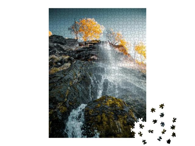 Wonderful & Beautiful Waterfall in the German Mountains w... Jigsaw Puzzle with 1000 pieces