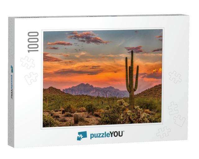Sunset in the Sonoran Desert Near Phoenix, Arizona... Jigsaw Puzzle with 1000 pieces