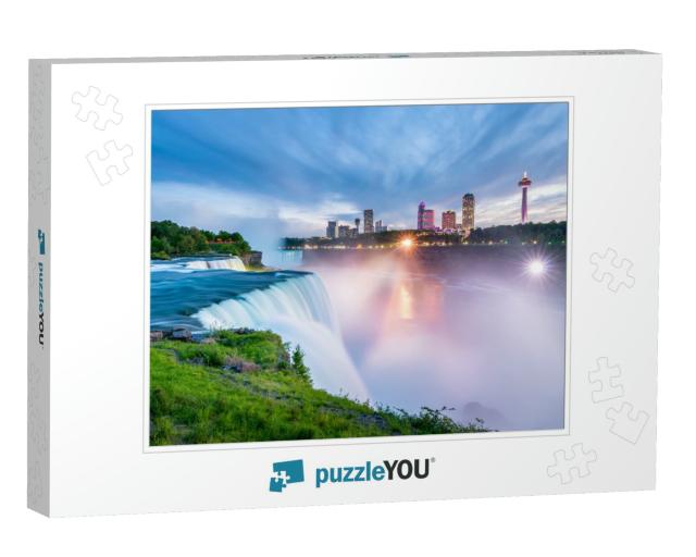 Niagara Falls Around Sunset, Captured in New York USA Look... Jigsaw Puzzle