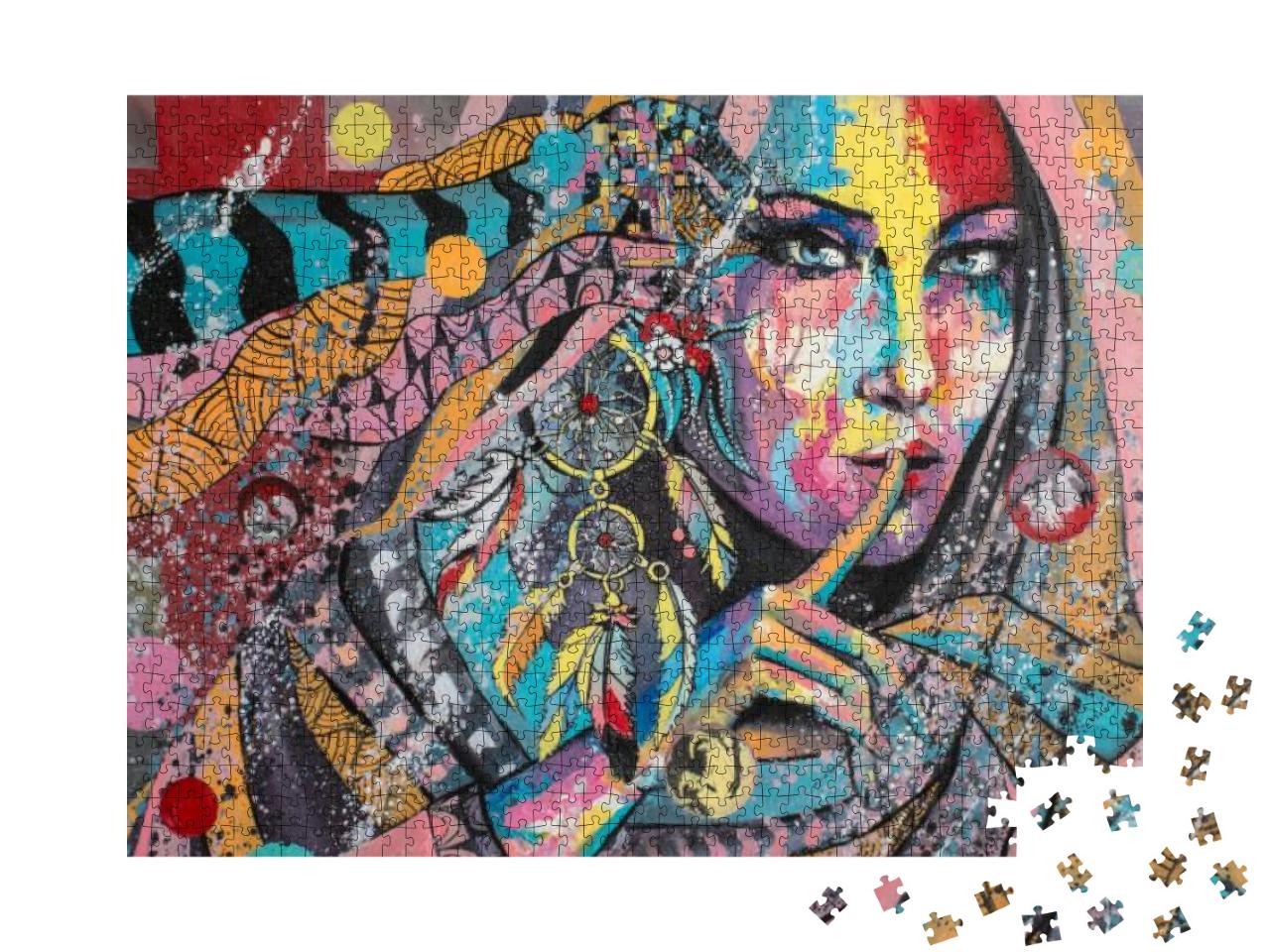 Original Oil Painting, Contemporary Style, Made on Stretc... Jigsaw Puzzle with 1000 pieces