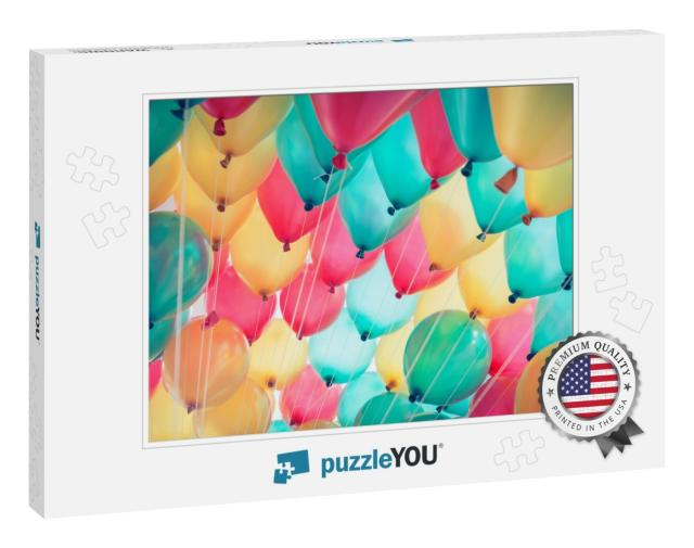 Colorful Balloons with Happy Celebration Party Background... Jigsaw Puzzle