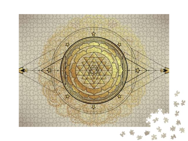 The Sri Yantra or Sri Chakra, Form of Mystical Diagram, S... Jigsaw Puzzle with 1000 pieces