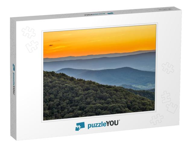 Usa, Virginia, Shenandoah National Park, Sunset At Frankl... Jigsaw Puzzle