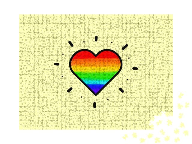 Rainbow Heart Lgbt Pride Bisexual Heart... Jigsaw Puzzle with 1000 pieces