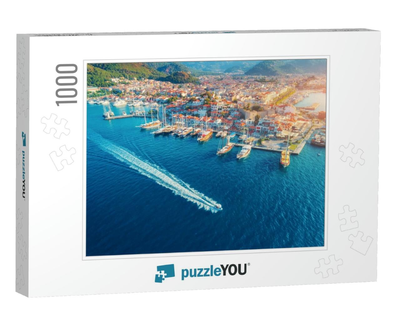 Aerial View of Boats, Yachts, Floating Ship & Beautiful A... Jigsaw Puzzle with 1000 pieces