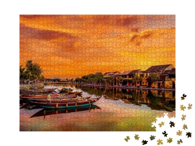 View of Busy River in Hoi An, Vietnam. Hoi an is the Worl... Jigsaw Puzzle with 1000 pieces