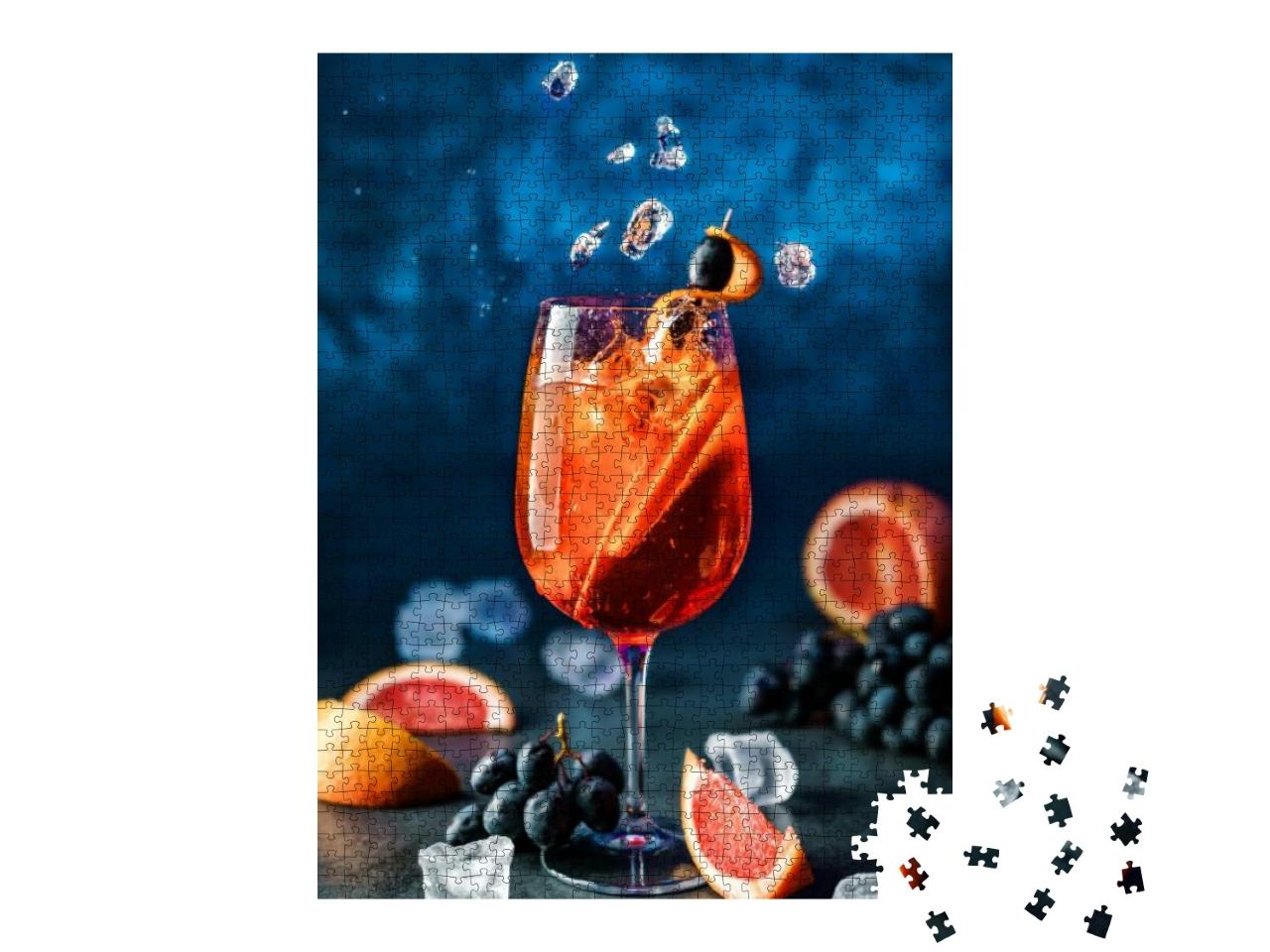 Fresh Grapefruit Cocktail with Orange, Grapes & Ice in Wi... Jigsaw Puzzle with 1000 pieces