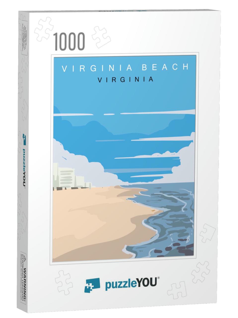 Virginia Beach Modern Vector Poster. Virginia Landscape I... Jigsaw Puzzle with 1000 pieces