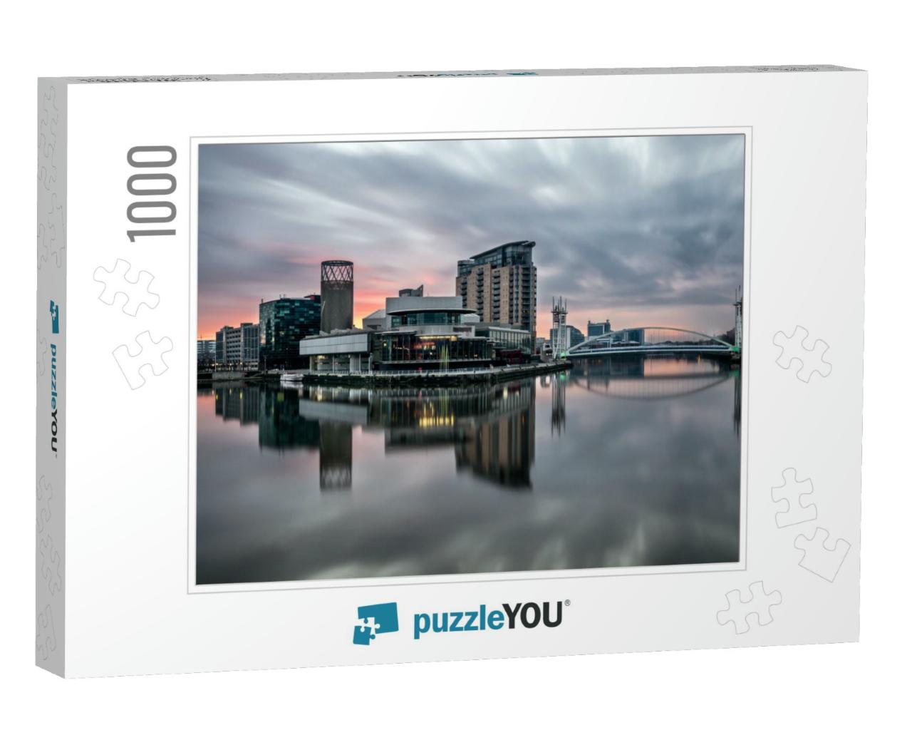 Long Exposure At Salford Quays on a Calm Morning with Bea... Jigsaw Puzzle with 1000 pieces