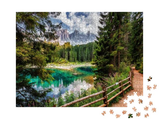 Amazing Nature Landscape. Lago Di Carezza Lake or the Kar... Jigsaw Puzzle with 1000 pieces