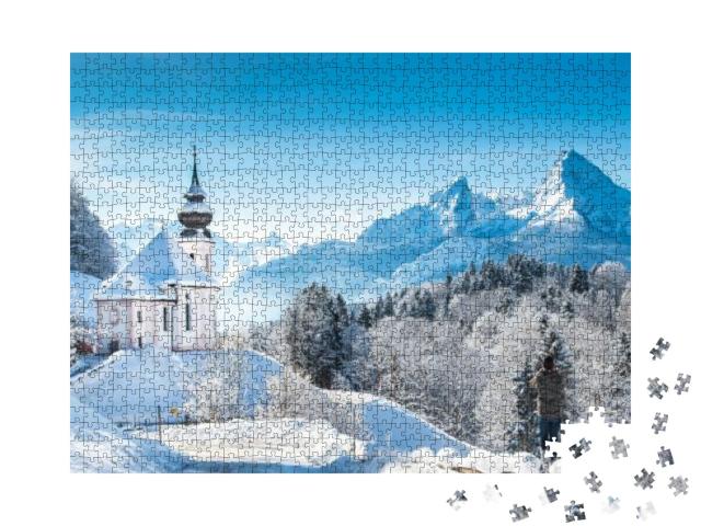 Beautiful Winter Wonderland Mountain Scenery in the Alps... Jigsaw Puzzle with 1000 pieces