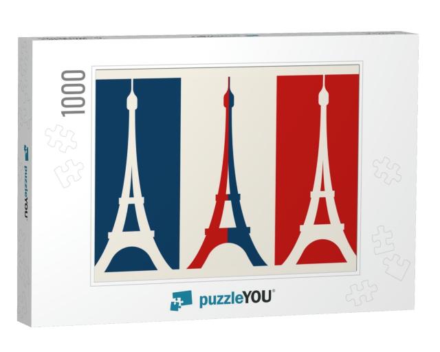 French Flag with Eiffel Tower... Jigsaw Puzzle with 1000 pieces