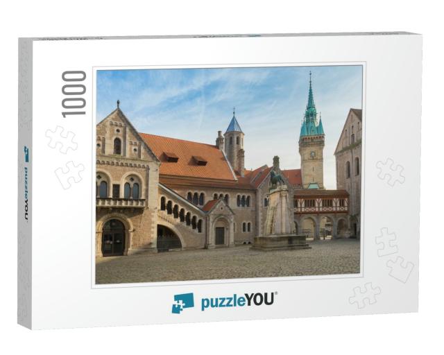 Burgplatz with Braunschweiger Loewe, Burg Dankwarderode &... Jigsaw Puzzle with 1000 pieces