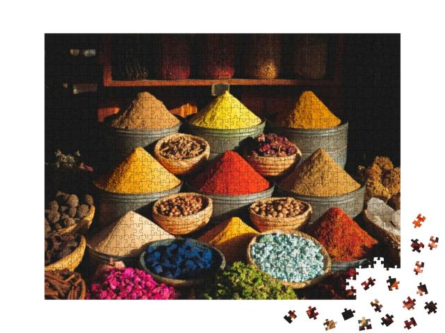 Colorful Spices At a Traditional Market in Marrakech, Mor... Jigsaw Puzzle with 1000 pieces