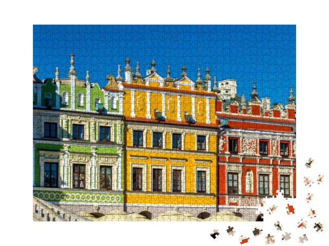 Houses on Great Market Square in Zamosc. UNESCO Heritage... Jigsaw Puzzle with 1000 pieces