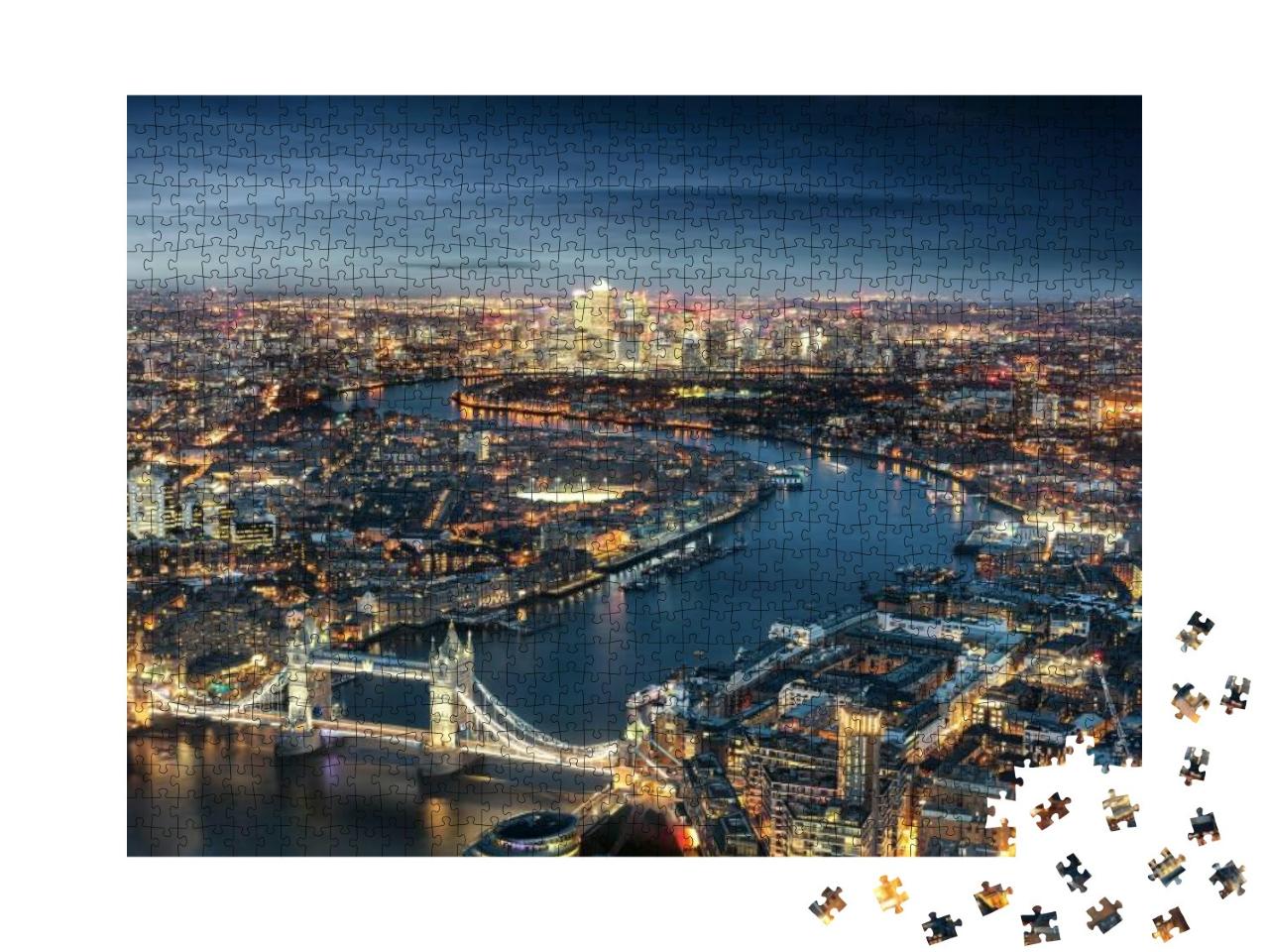 Aerial View of London from the Tower Bridge to the Financ... Jigsaw Puzzle with 1000 pieces