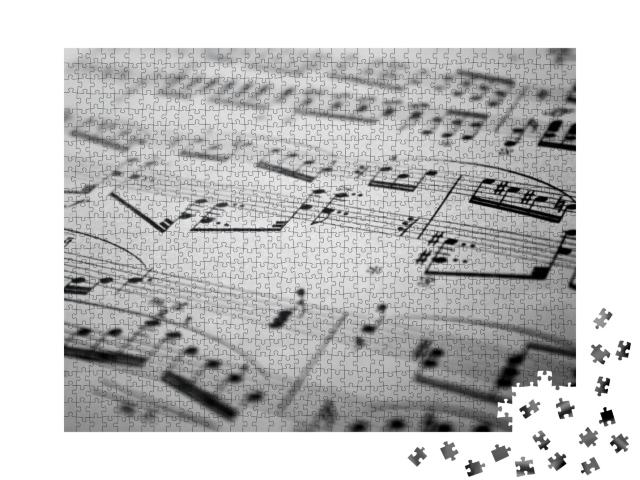Sheet Music Background Musical Notes with Selective Focus... Jigsaw Puzzle with 1000 pieces