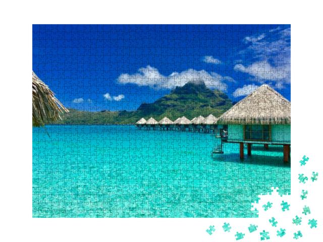 Overwater Bungalows of a Luxury Resort Providing a View o... Jigsaw Puzzle with 1000 pieces