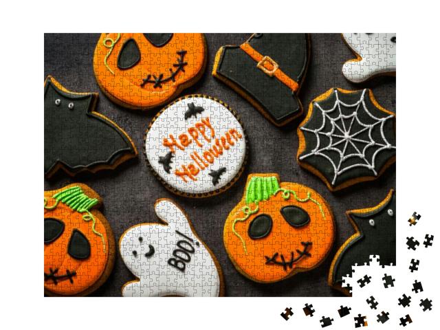 Halloween Gingerbread Cookies - Pumpkin, Ghosts, Witch Ha... Jigsaw Puzzle with 1000 pieces