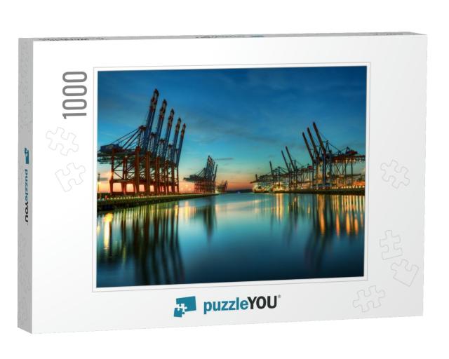 Container Terminal Burchardkai in the Port of Hamburg Dur... Jigsaw Puzzle with 1000 pieces