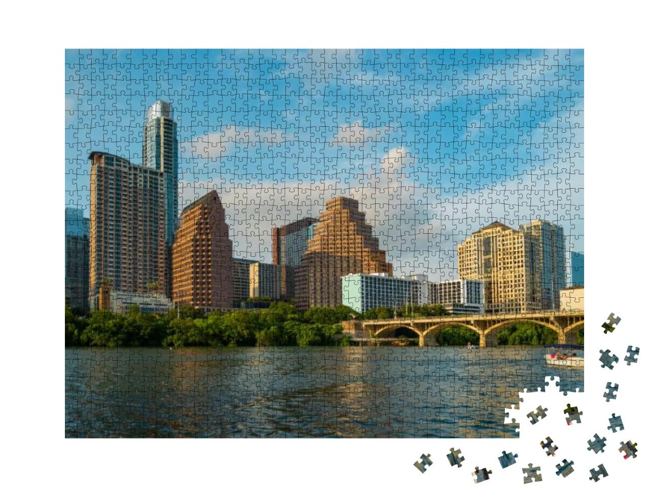 Austin, Texas, USA Downtown Skyline Over the Colorado Rive... Jigsaw Puzzle with 1000 pieces