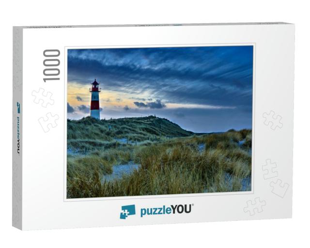 Sunset on German Island with Lighthouse Sylt Germany... Jigsaw Puzzle with 1000 pieces