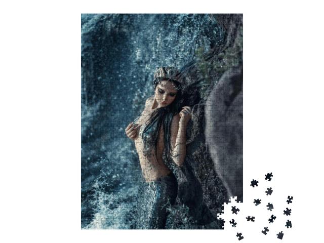The Real Mermaid is Resting on the Ocean Shore. Silver Ta... Jigsaw Puzzle with 1000 pieces
