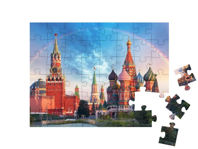 Moscow - Panoramic View of the Red Square with Moscow Kre... Jigsaw Puzzle with 48 pieces