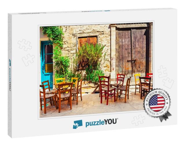 Cafe on the Old Street in Limassol, Cyprus. Travel & Vaca... Jigsaw Puzzle