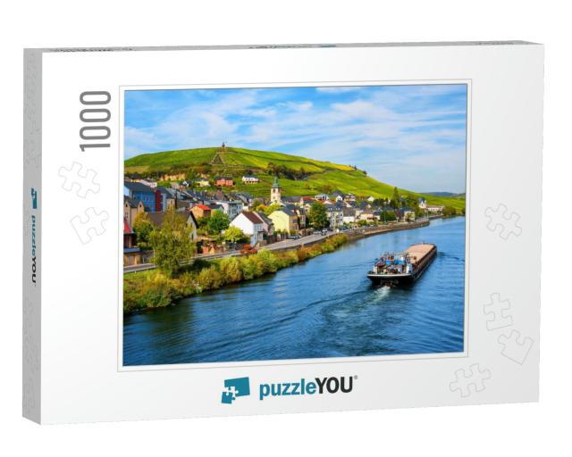 Moselle River by Wormeldange, Luxembourg Country, with Vi... Jigsaw Puzzle with 1000 pieces