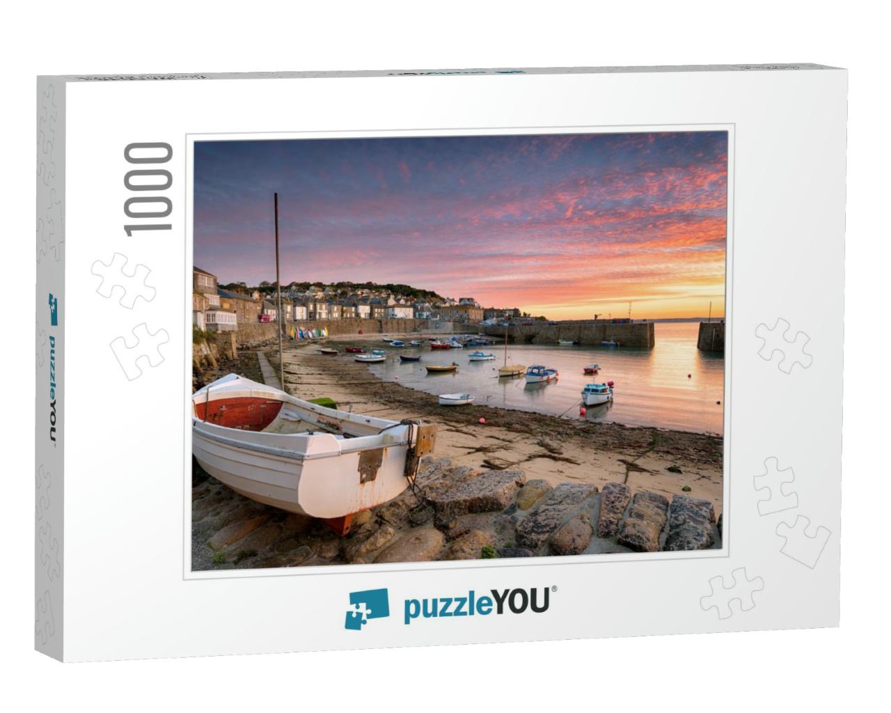 Stunning Sunrise Over Fishing Boats At Mousehole Near Pen... Jigsaw Puzzle with 1000 pieces