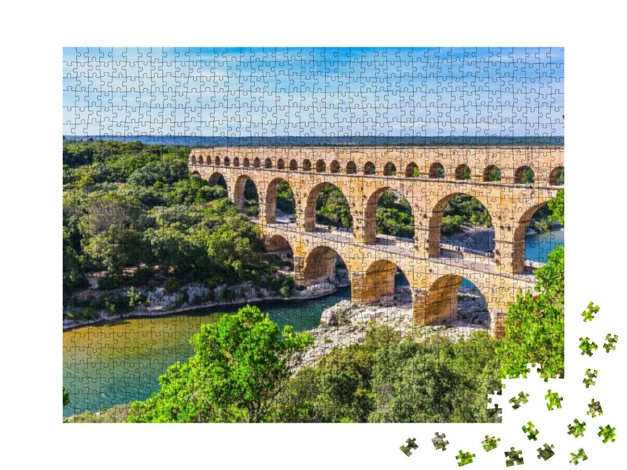 Three-Tiered Aqueduct Pont Du Gard Was Built in Roman Tim... Jigsaw Puzzle with 1000 pieces
