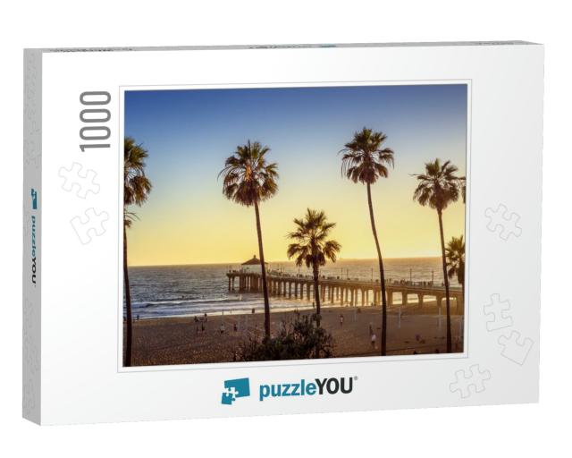Manhattan Beach Pier At Sunset, Los Angeles, California... Jigsaw Puzzle with 1000 pieces