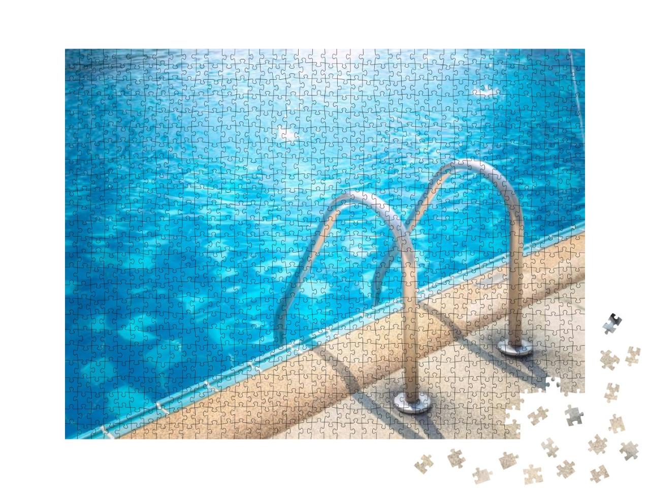 Grab Bars Ladder in the Blue Swimming Pool... Jigsaw Puzzle with 1000 pieces