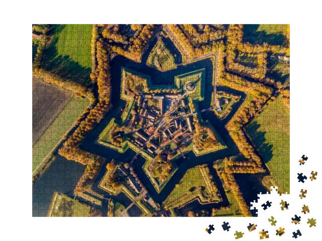 Aerial View of Fortification Village of Bourtange. This i... Jigsaw Puzzle with 1000 pieces