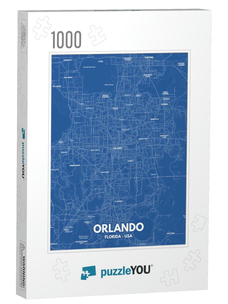 Blueprint Orlando - Florida Map. Orlando - Florida Road M... Jigsaw Puzzle with 1000 pieces