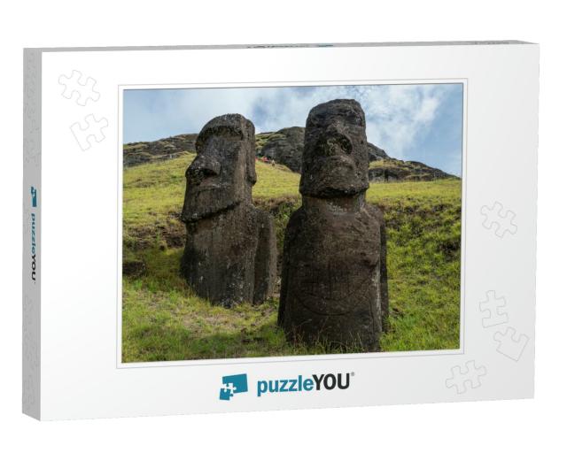 Moai Statues At Rano Raraku Volcano At Easter Island, Rap... Jigsaw Puzzle